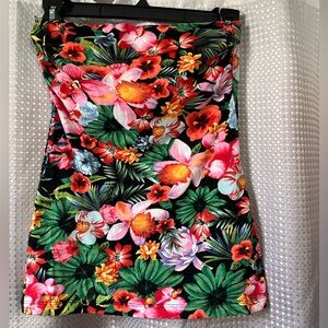 Ambiance Apparel Tube Top Tropical Flowers Juniors Small